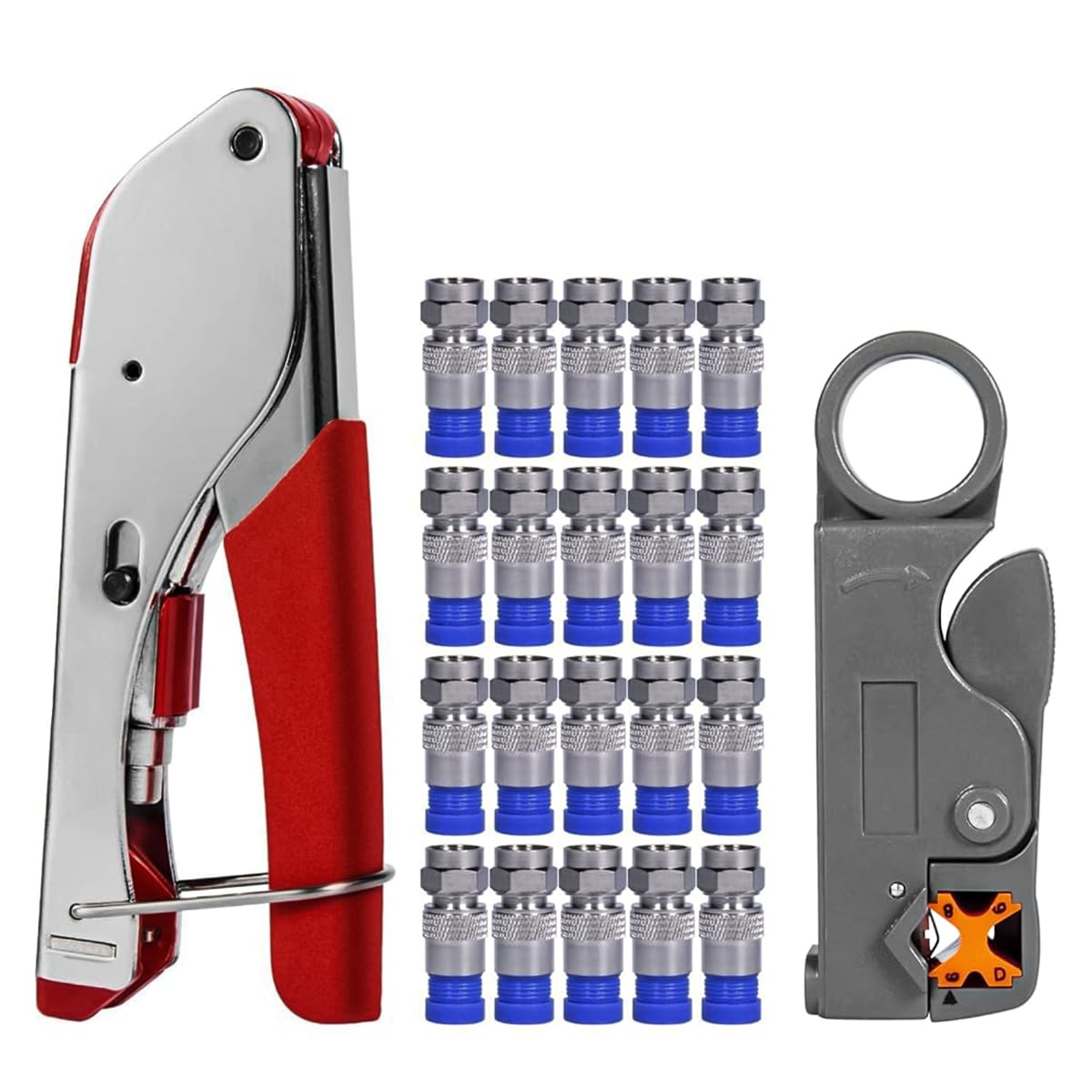 Serplex Coax Cable Crimper Kit RD6 RD59 Coaxial Compression Tool Kit Coax Cable Crimper Wire Stripper And Cutter with 20pcs F RG6 RG59 Connectors Included Compression Connectors, Tools, Stripper Serplex Coax Cable Crimper Kit RD6 RD59 Coaxial Compression Tool Kit Coax Cable Crimper Wire Stripper And Cutter with 20pcs F RG6 RG59 Connectors Included Compression Connectors, Tools, Stripper